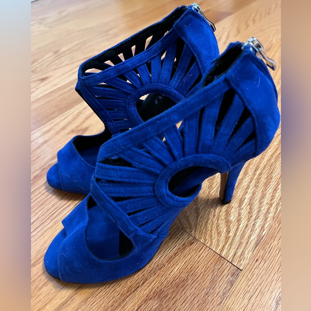 Burju Blue Suede 4 inch dance shoe size 7